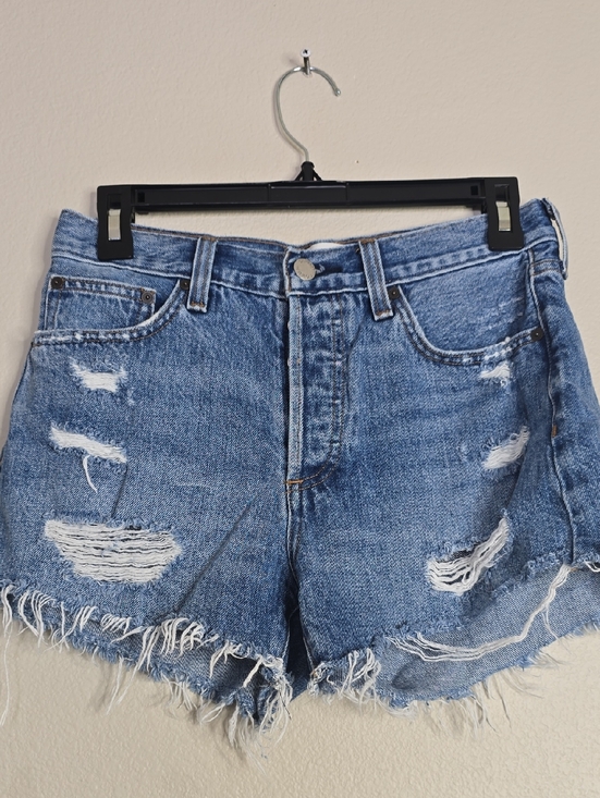 Denim Forum Pants - Denim Forum Light Blue Distressed Cutoff Jean Shorts The Ex Boyfriends Shorts